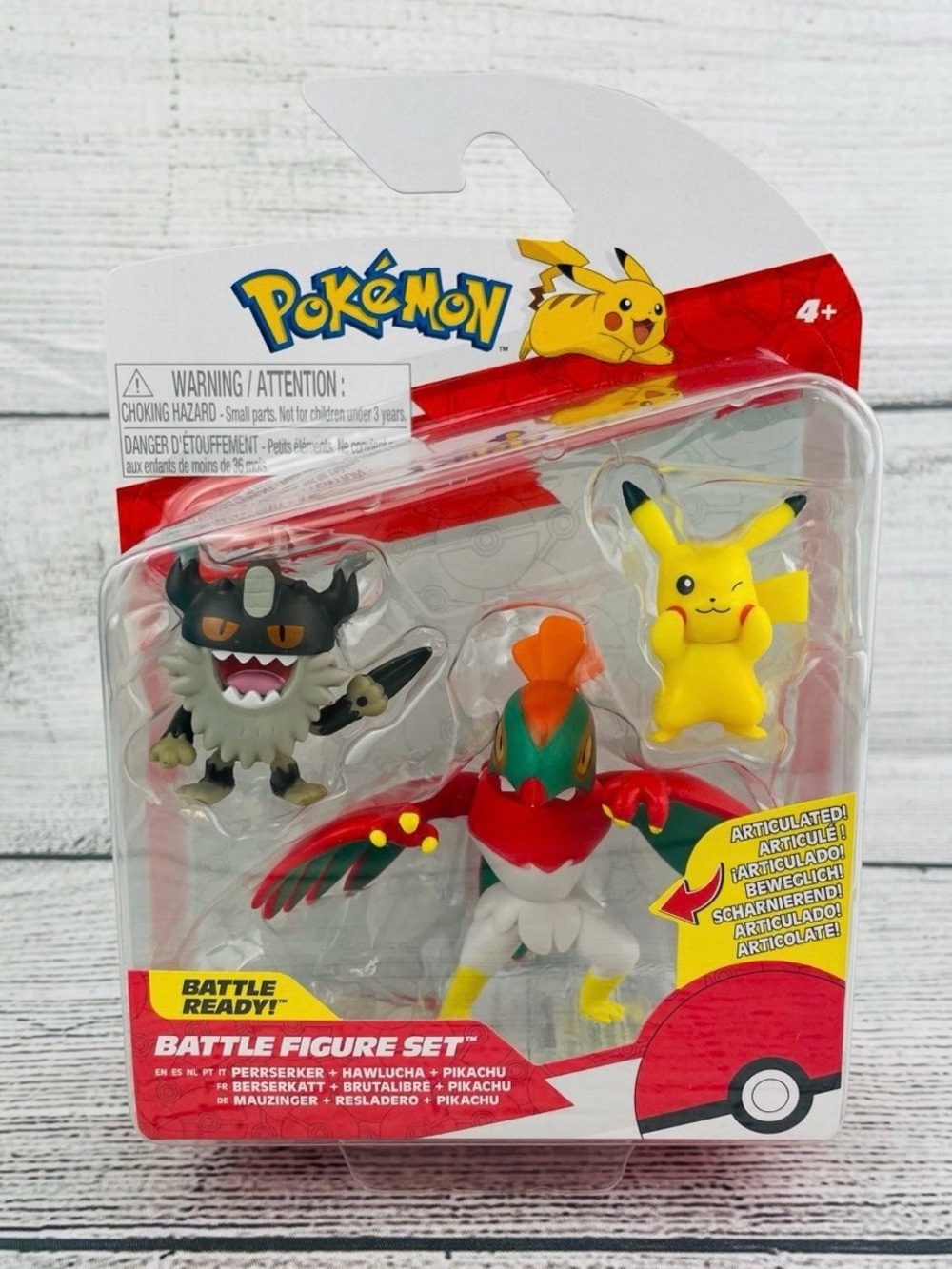 Pokemon Battle Ready! Perrserker Hawlucha Pikachu Battle Figure Set NEW